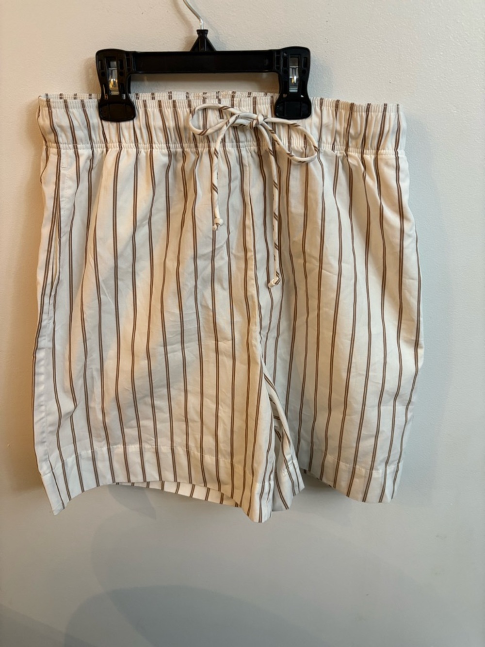H&M Cream Shorts with Brown Pinstripes